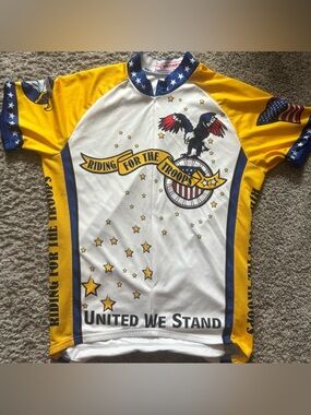 Patriotic Eagle Cycling Jersey - Yellow, White, Blue